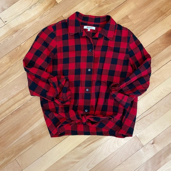 Madewell tie front flannel in buffalo check XS - Picture 6 of 13